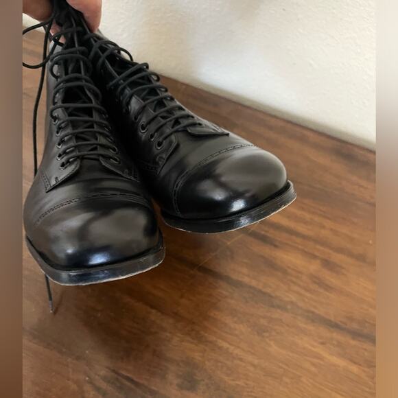 Authentic Gucci Men lace up long boots combat leather black Made in Italy Sz 8.5 - Picture 9 of 13